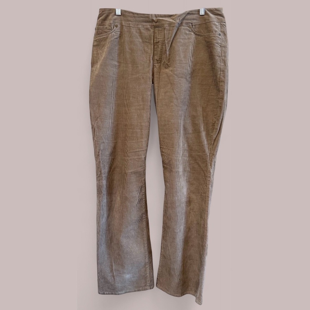 Coldwater Creek Tan Plus Size‎ 14 Elastic Waist Pull On Corduroy Casual Pants